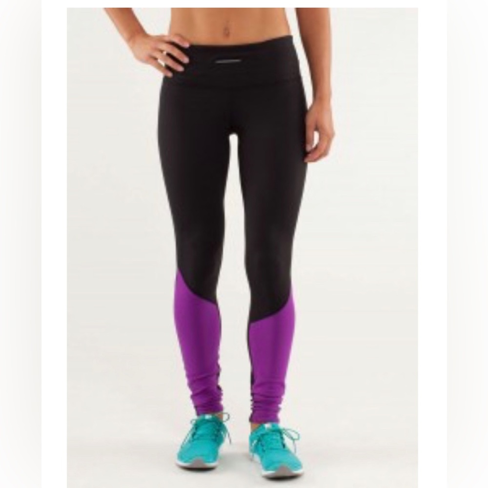 Lululemon Athletica Leggings Black & Purple Size 8 Full Length
